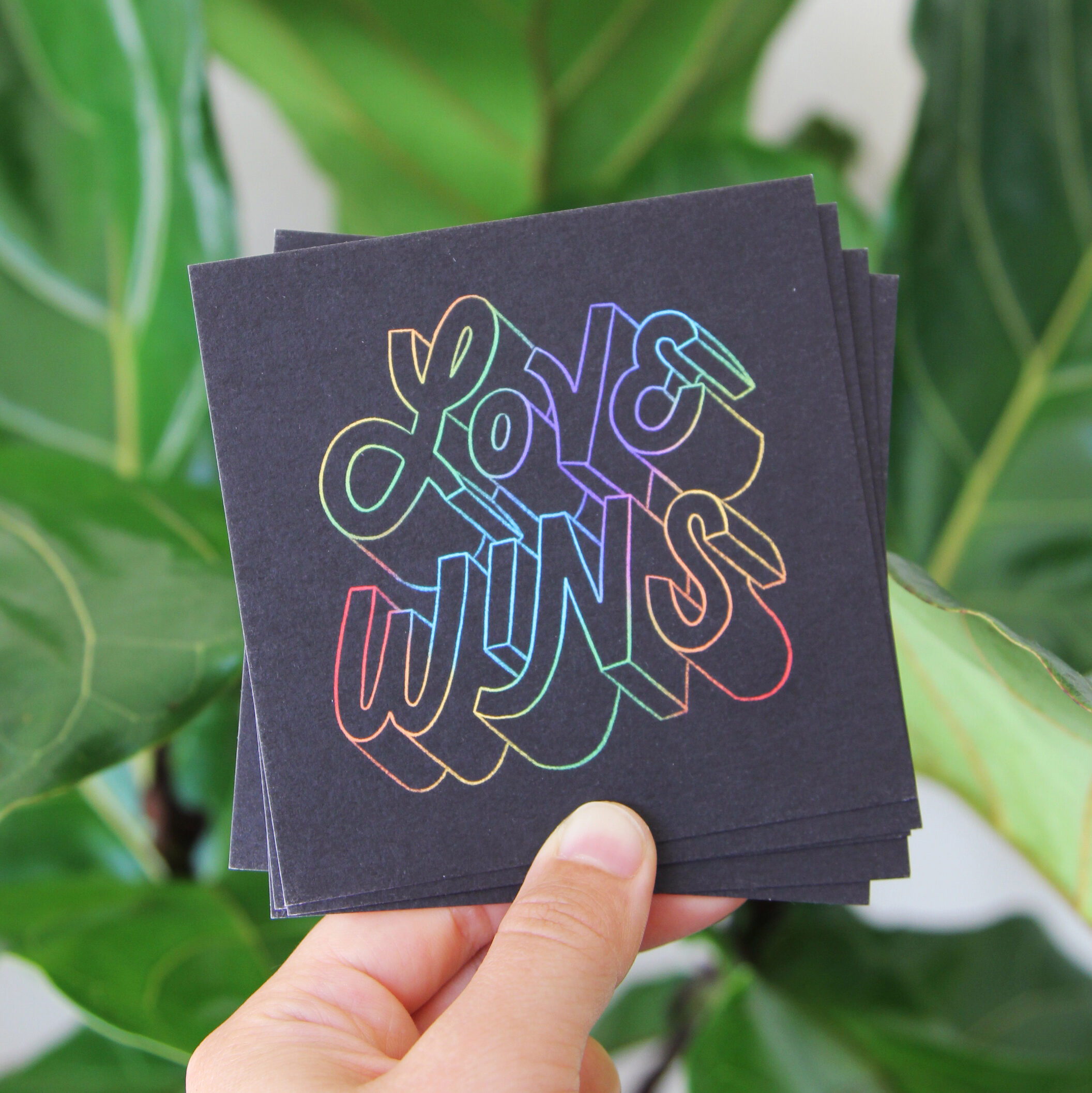 Love Wins handlettered square print with Parabo Press